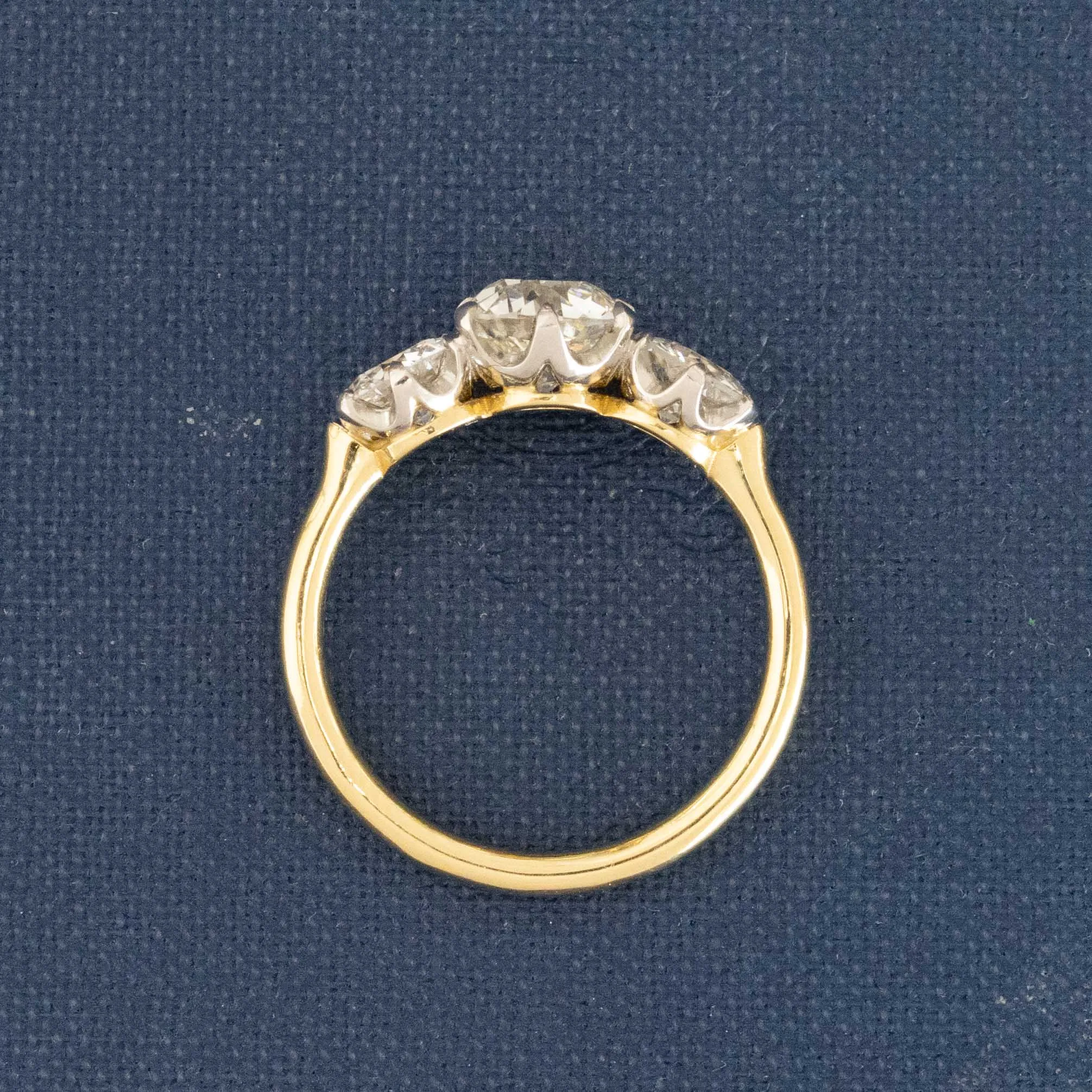 2.00ctw Old European Cut Diamond Trilogy Ring, GIA