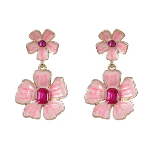2023Enamel Earrings Flower Eardrops Female European and American High Profile Fashion Alloy Ear Rings Cross-Border Wholesaleearring
