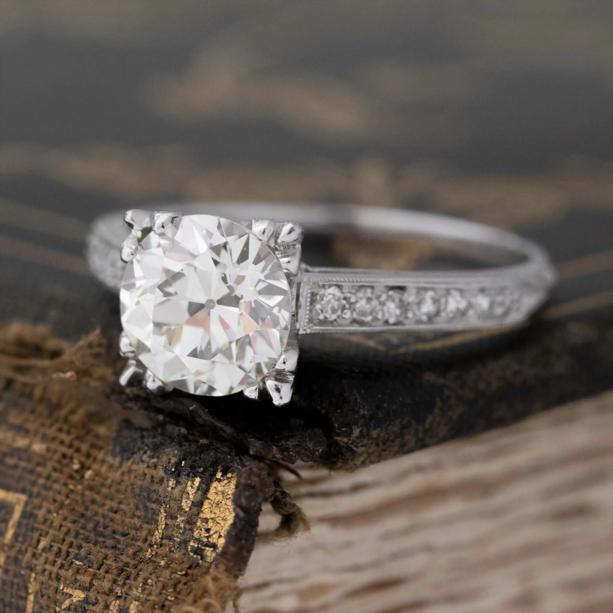 2.02ct Antique Old European Cut Diamond Solitaire, GIA L VS1