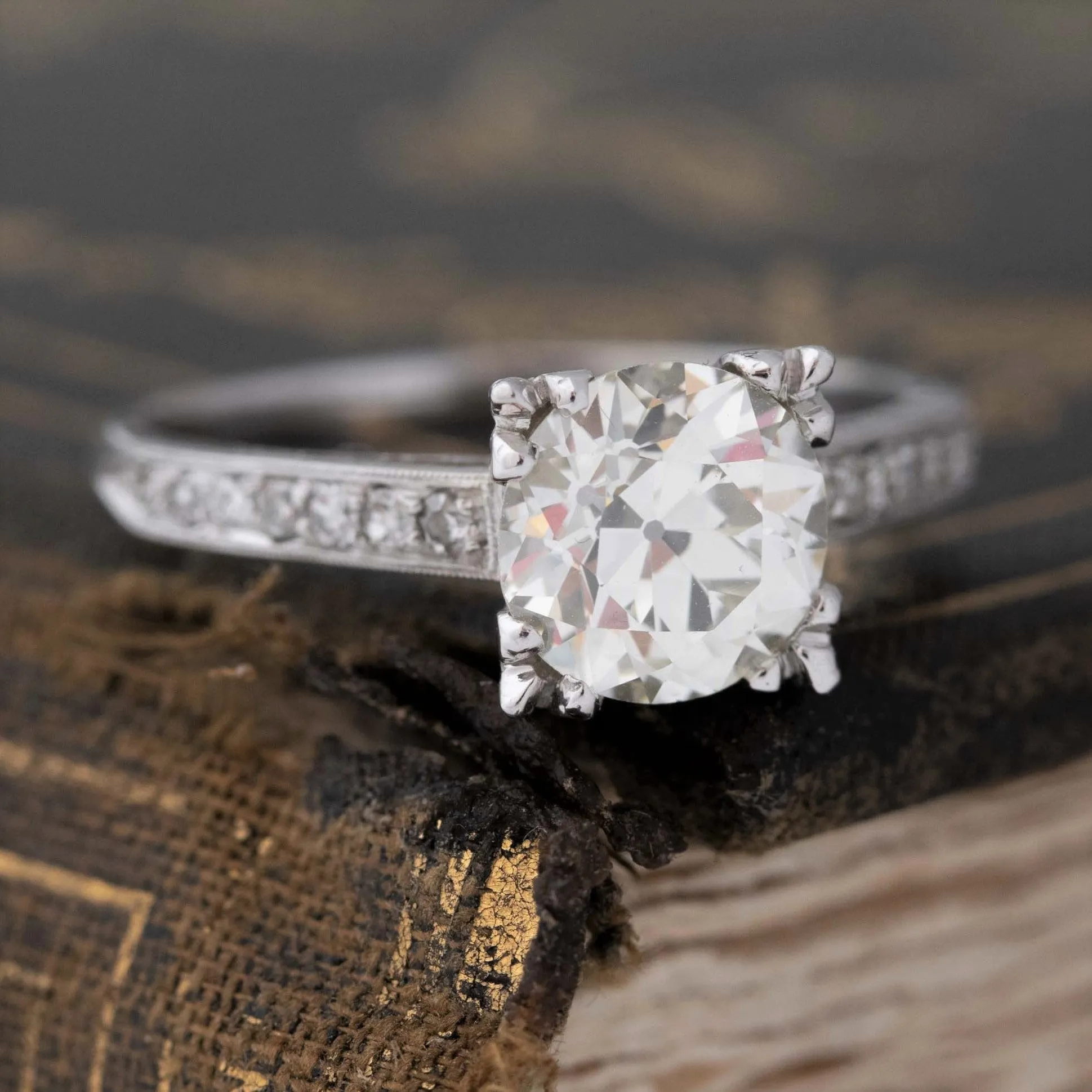 2.02ct Antique Old European Cut Diamond Solitaire, GIA L VS1