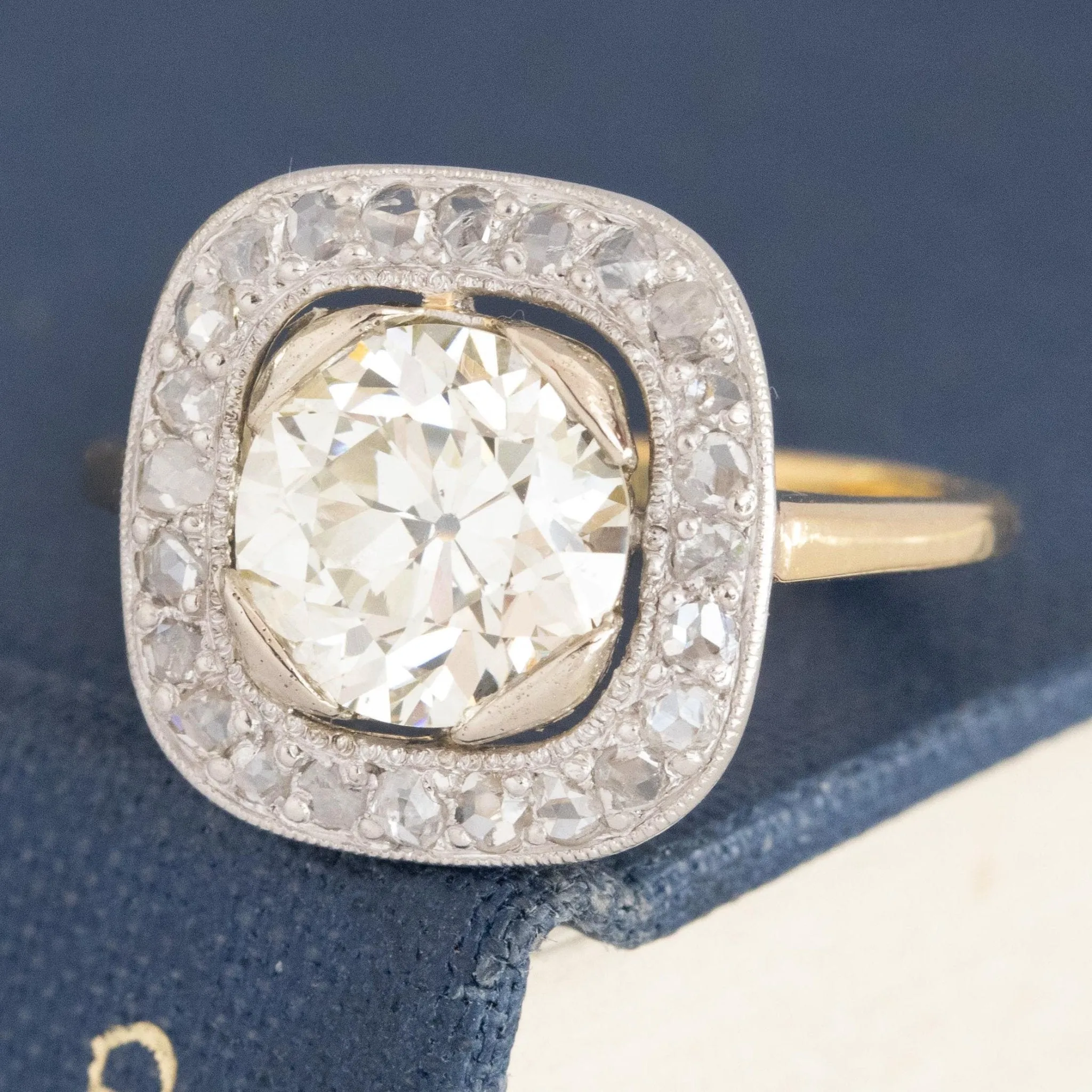 2.38ctw Edwardian Old European Cut Diamond Target Ring