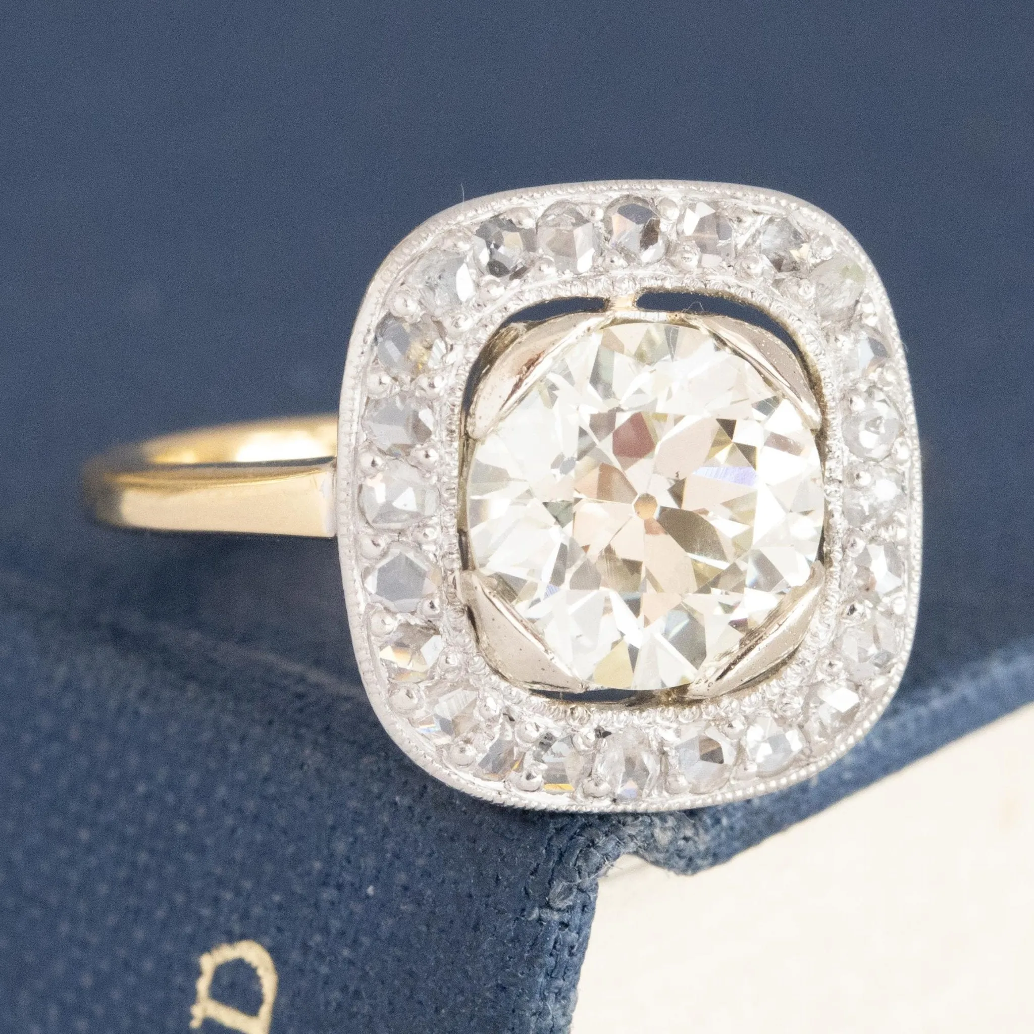 2.38ctw Edwardian Old European Cut Diamond Target Ring