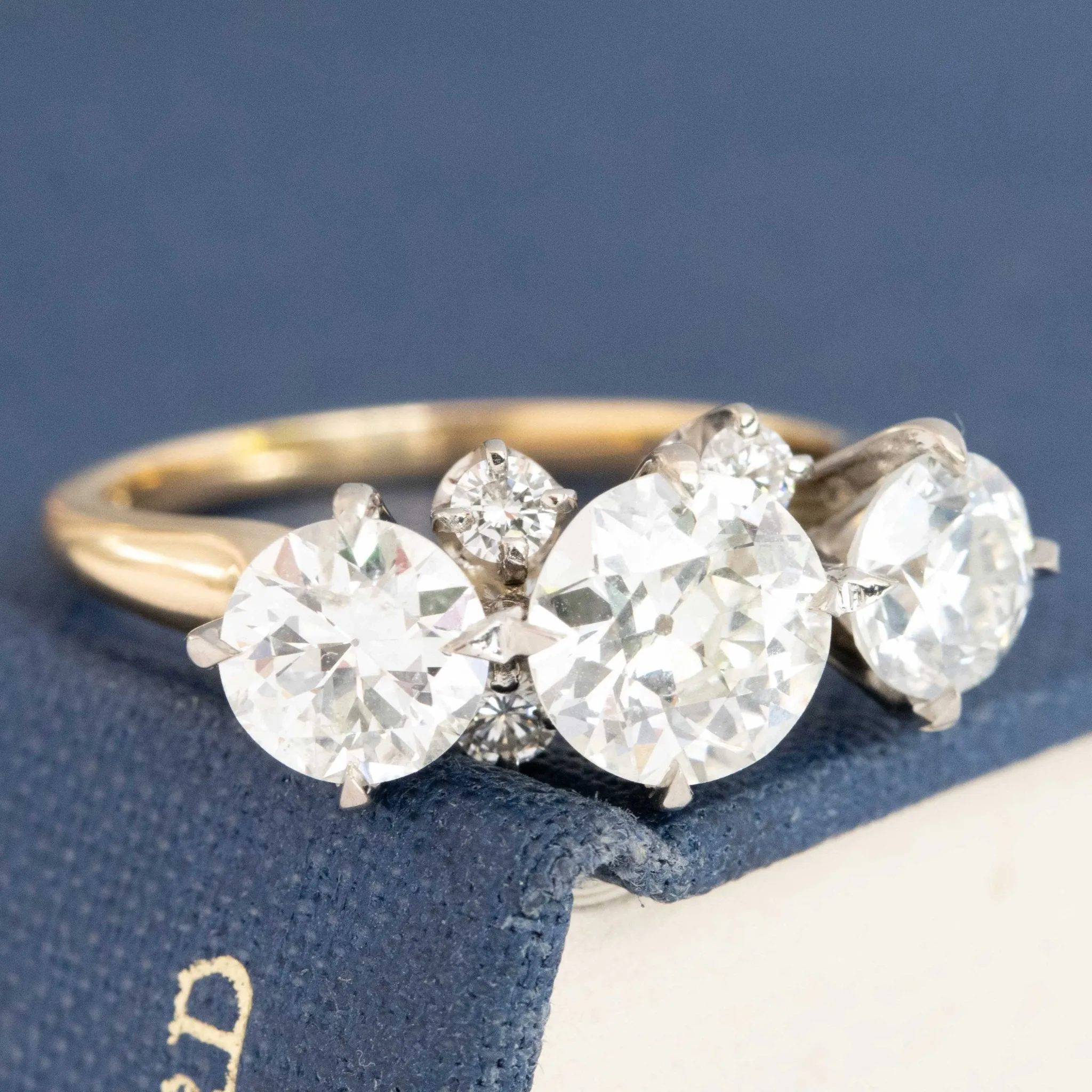 2.41ctw Old European Cut Diamond Trilogy Ring by Jabel