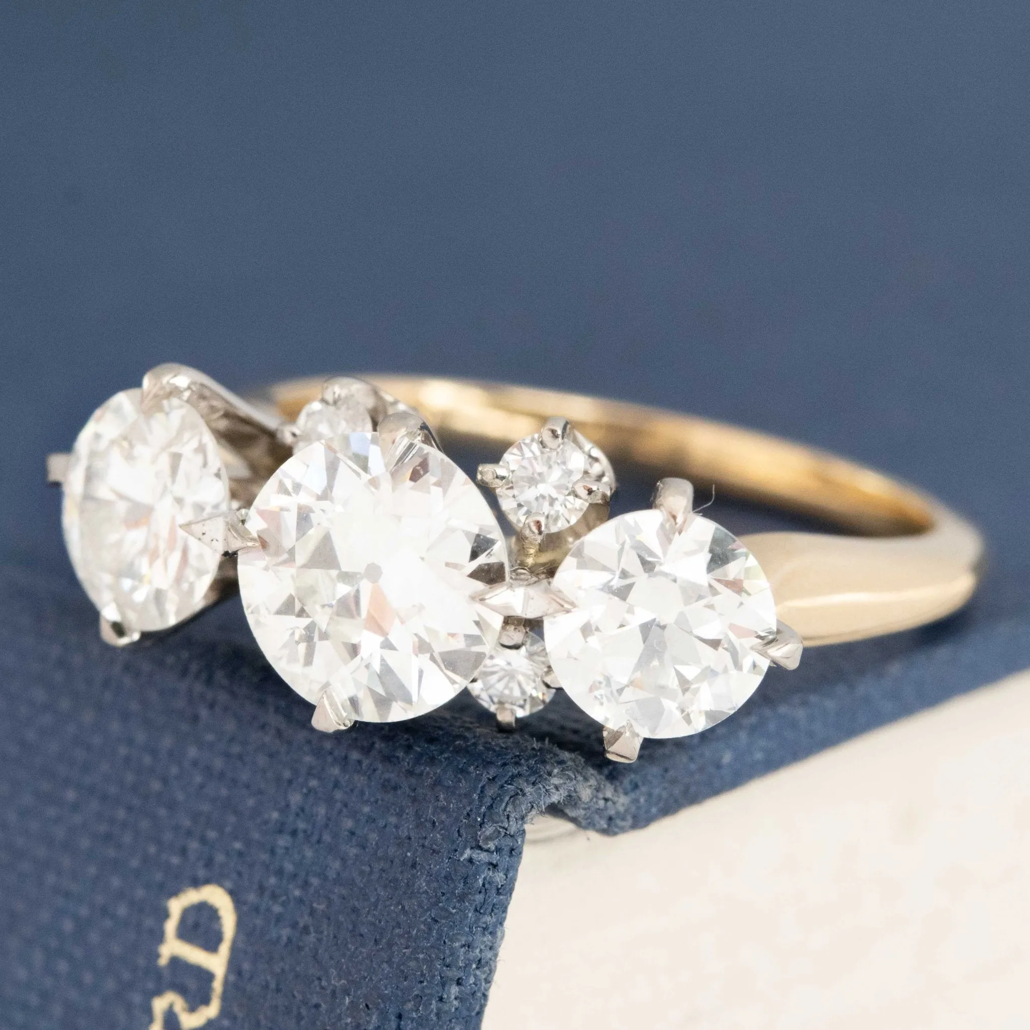2.41ctw Old European Cut Diamond Trilogy Ring by Jabel