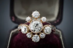 2.43CTW OLD EUROPEAN CUT DIAMOND TIARA STYLE RING