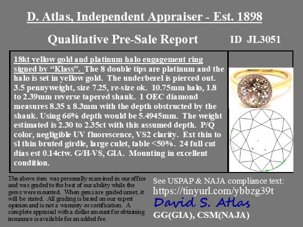2.45ctw Old European Cut Diamond Halo Ring, GIA N VS2
