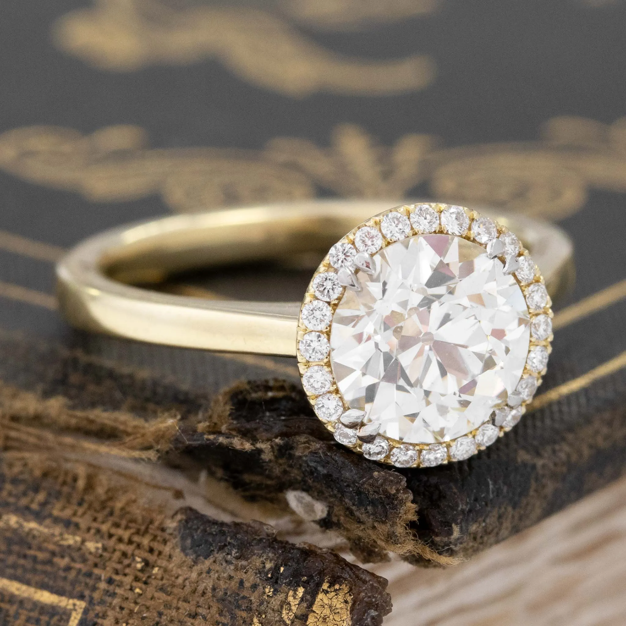2.45ctw Old European Cut Diamond Halo Ring, GIA N VS2