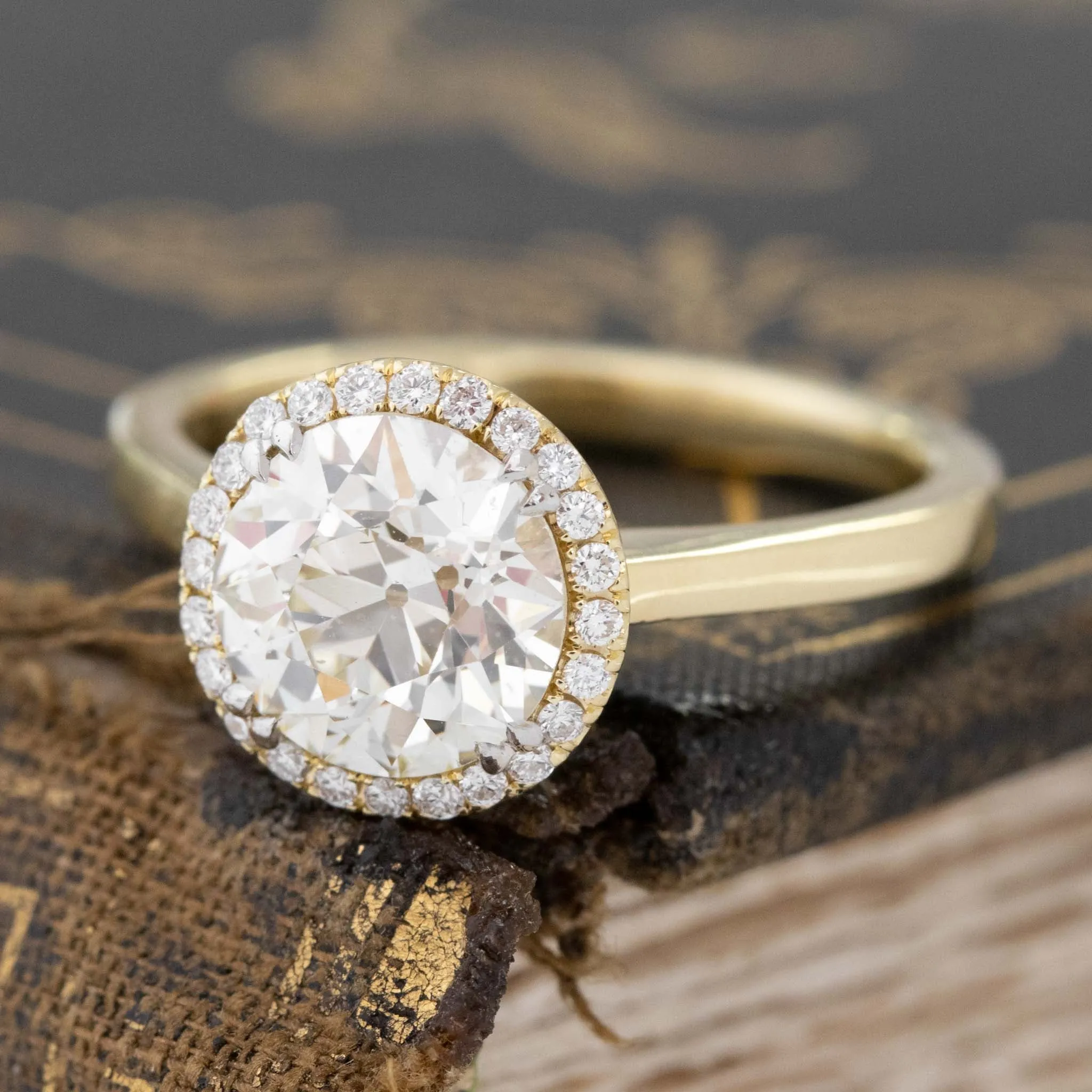 2.45ctw Old European Cut Diamond Halo Ring, GIA N VS2