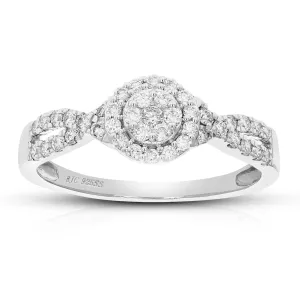 2/5 cttw Lab Grown Diamond Knot Engagement Rings Sterling Silver