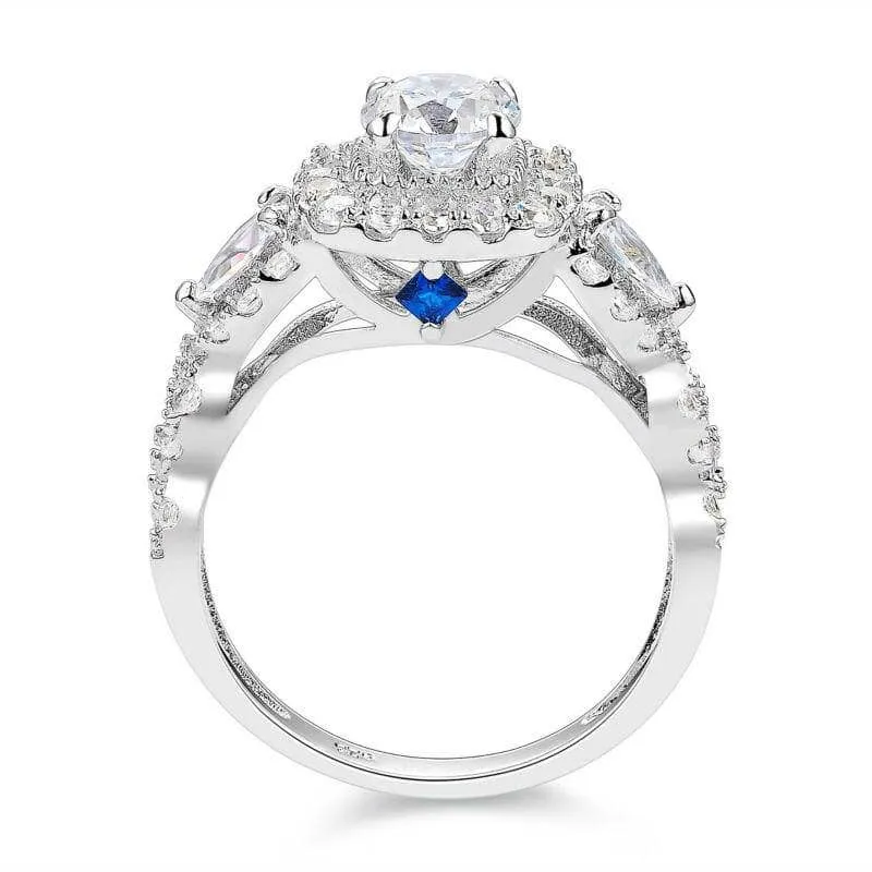 2PCS 1.5 Ct Round Pear Cut Created Diamond Ring Set
