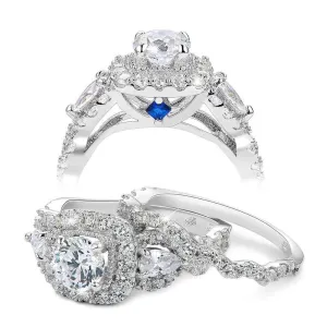 2PCS 1.5 Ct Round Pear Cut Created Diamond Ring Set