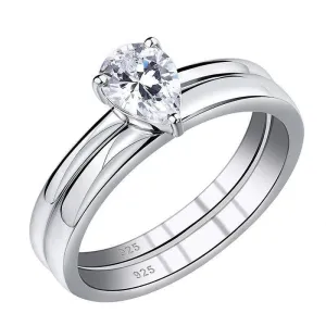 2Pcs Pear-Cut Diamond Engagement Ring