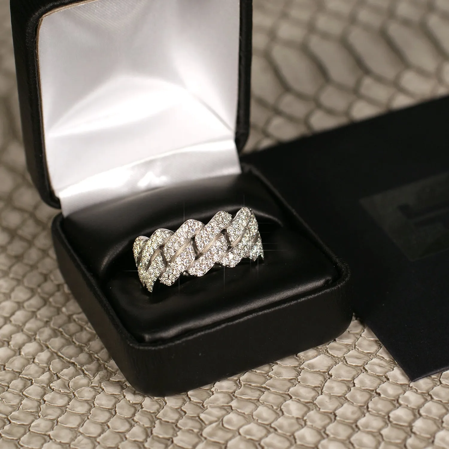 3 Carat VVS1 Moissanite Cuban Link Ring