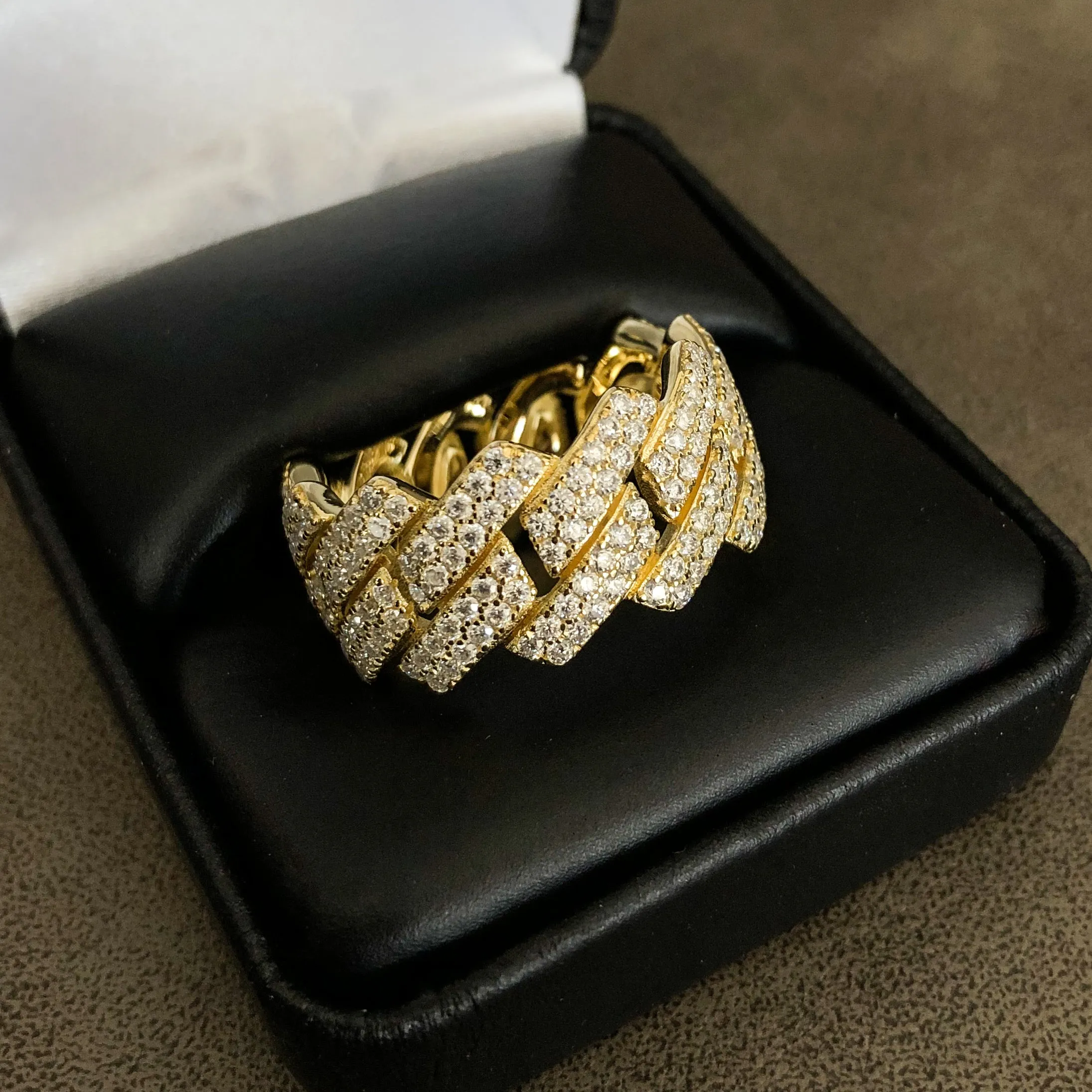 3 Carat VVS1 Moissanite Cuban Link Ring
