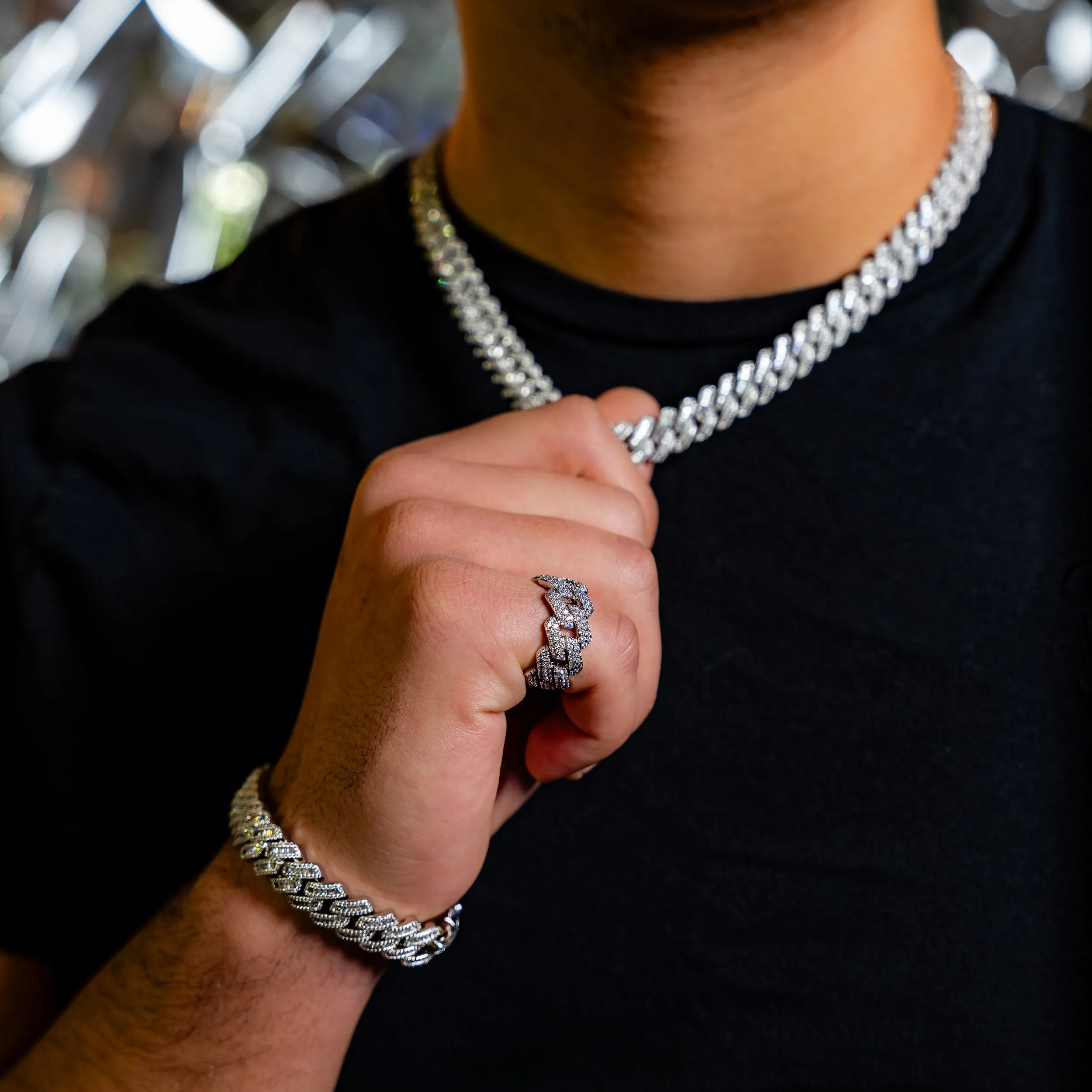 3 Carat VVS1 Moissanite Cuban Link Ring