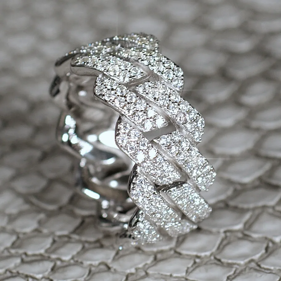 3 Carat VVS1 Moissanite Cuban Link Ring