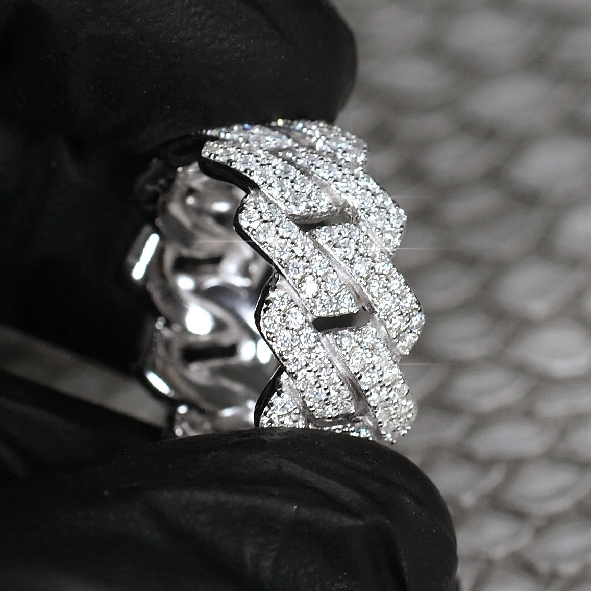 3 Carat VVS1 Moissanite Cuban Link Ring