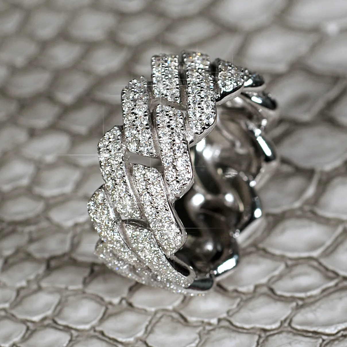 3 Carat VVS1 Moissanite Cuban Link Ring