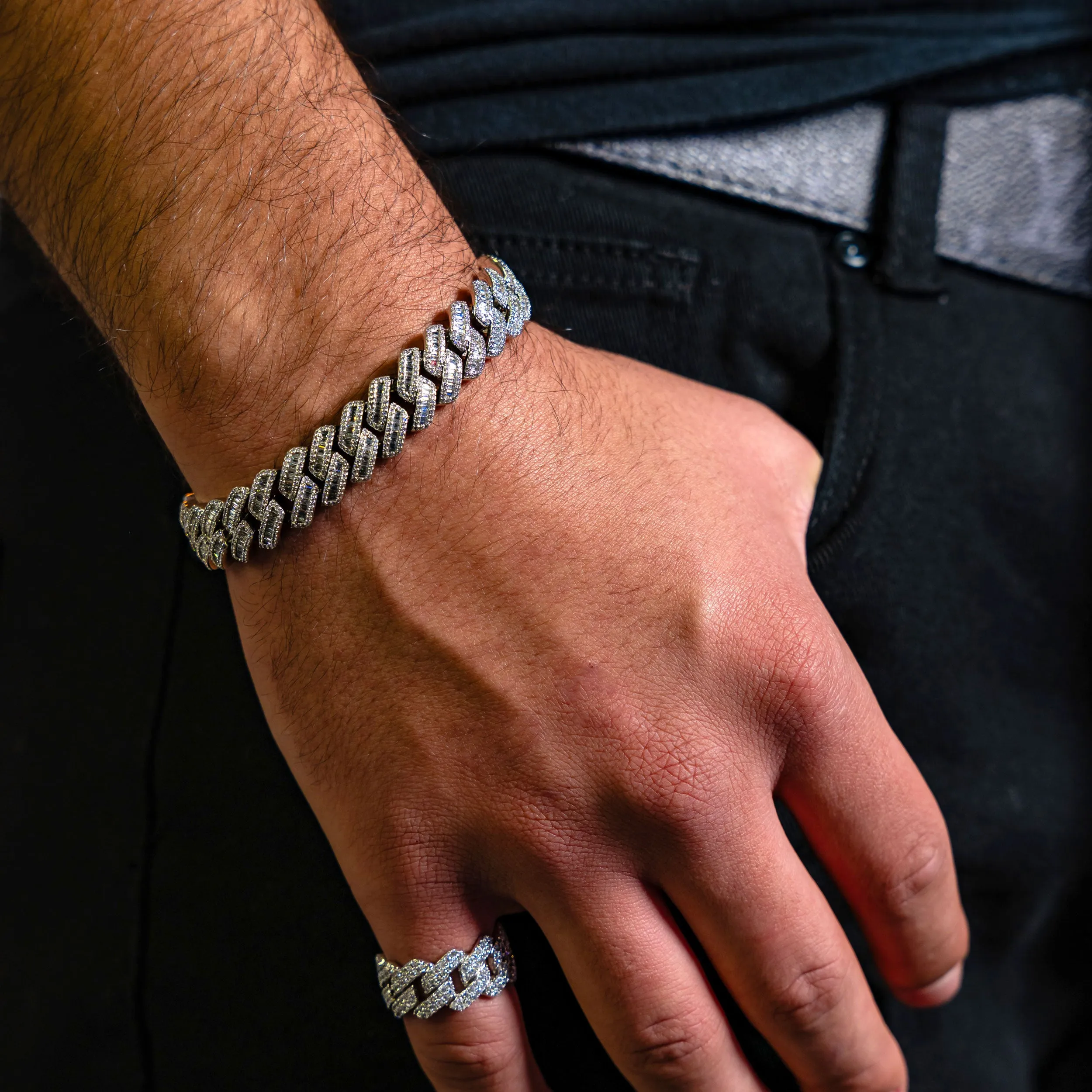 3 Carat VVS1 Moissanite Cuban Link Ring