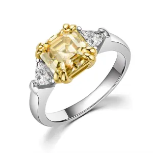 3 ct Asscher Cut Yellow Diamond Engagement Ring