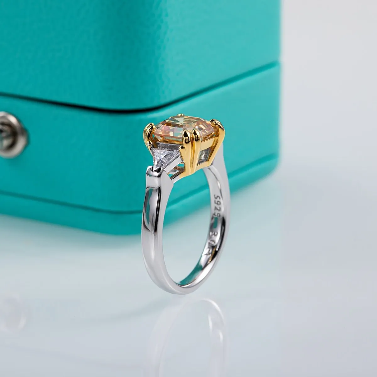 3 ct Asscher Cut Yellow Diamond Engagement Ring