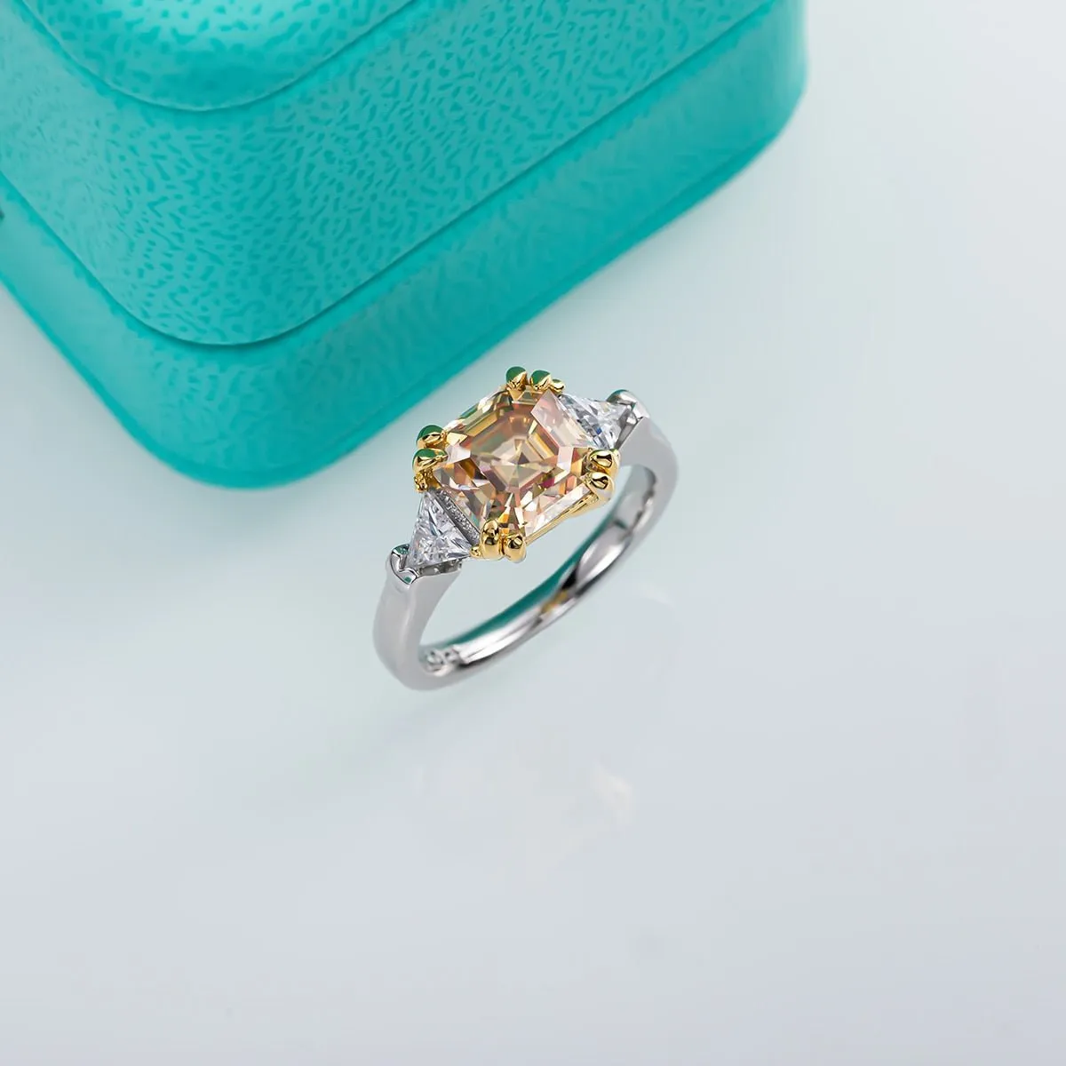 3 ct Asscher Cut Yellow Diamond Engagement Ring