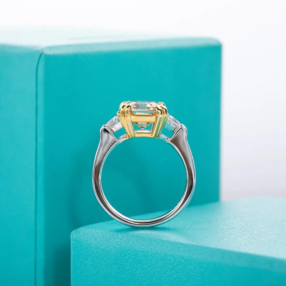 3 ct Asscher Cut Yellow Diamond Engagement Ring