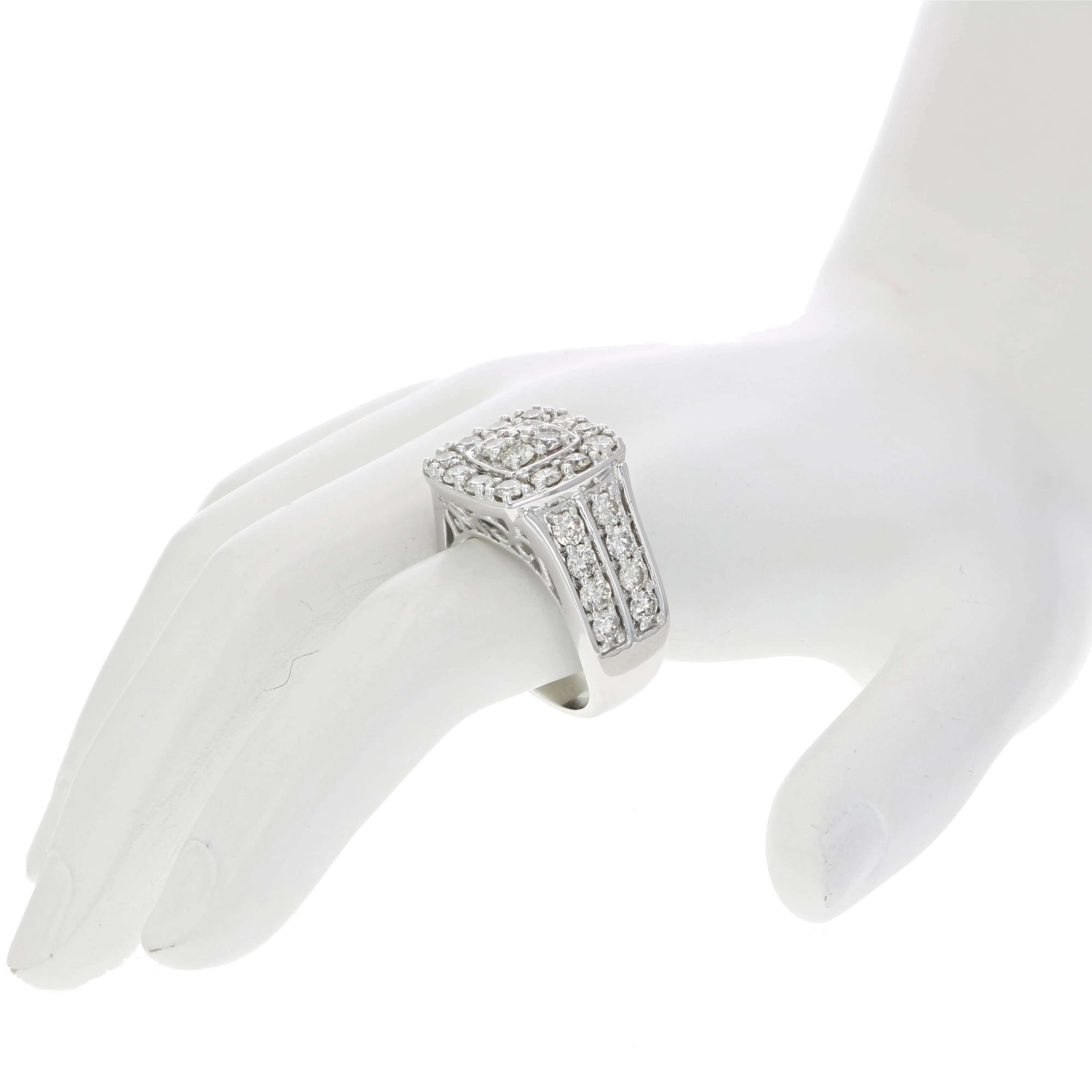 3 cttw Diamond Cushion Cluster Engagement Rings in 14K White Gold