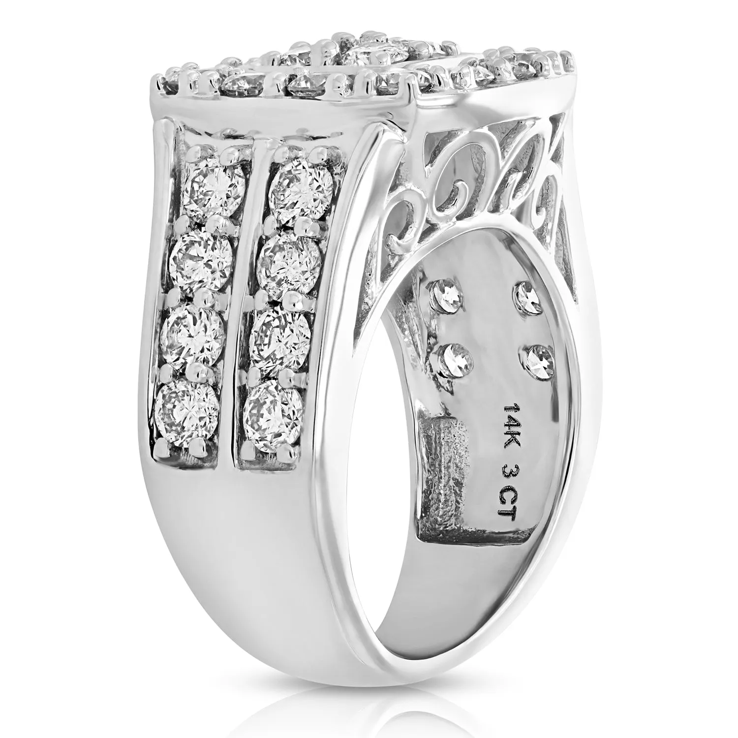 3 cttw Diamond Cushion Cluster Engagement Rings in 14K White Gold