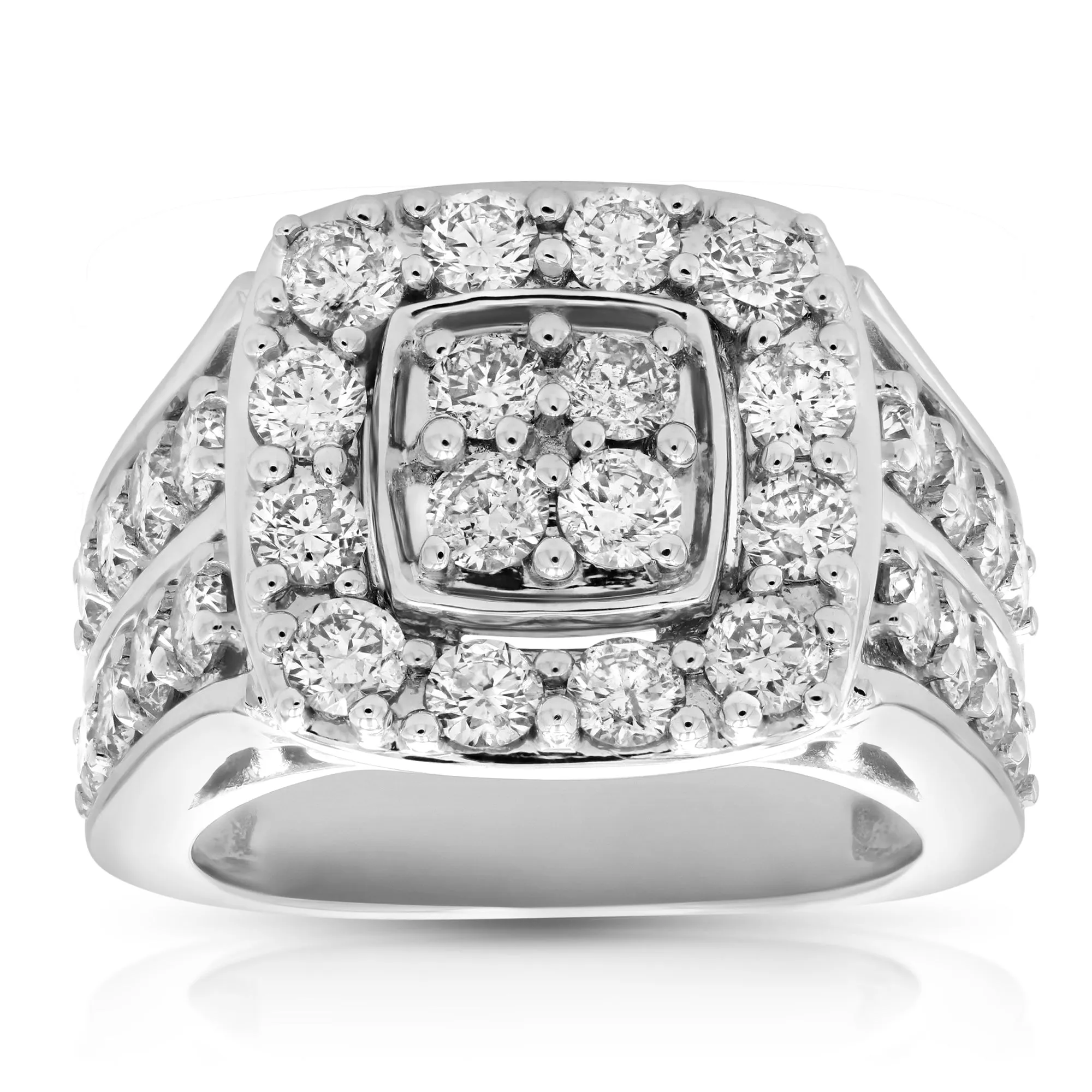 3 cttw Diamond Cushion Cluster Engagement Rings in 14K White Gold