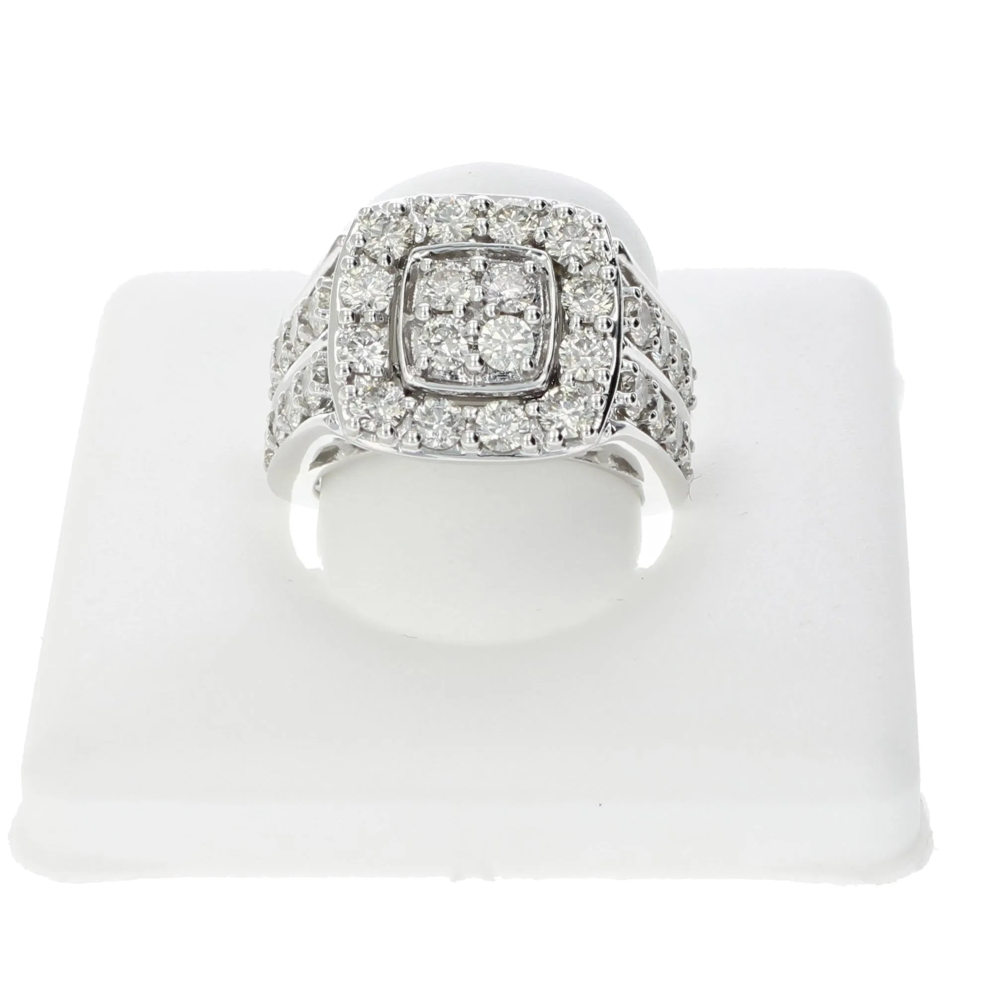 3 cttw Diamond Cushion Cluster Engagement Rings in 14K White Gold