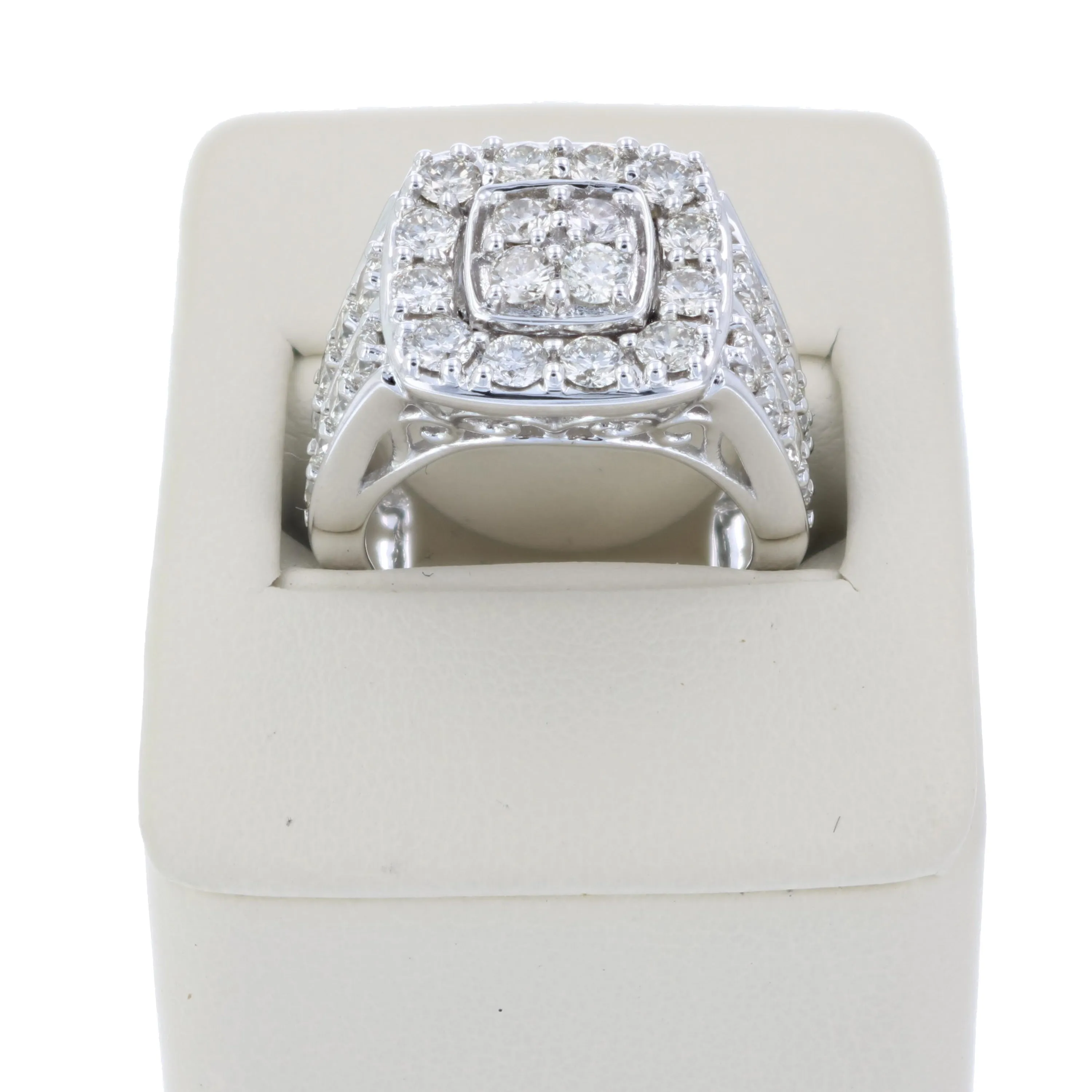 3 cttw Diamond Cushion Cluster Engagement Rings in 14K White Gold