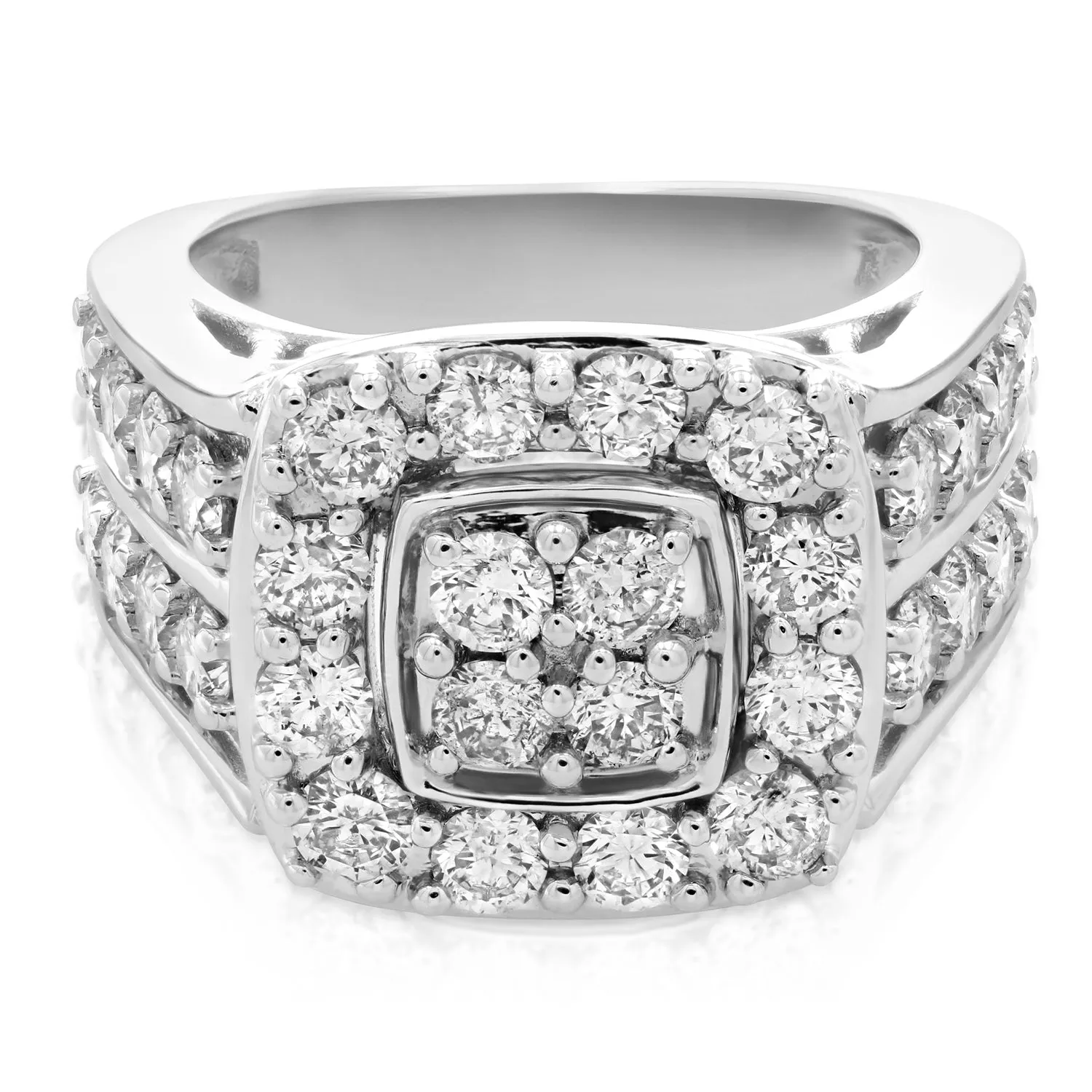 3 cttw Diamond Cushion Cluster Engagement Rings in 14K White Gold