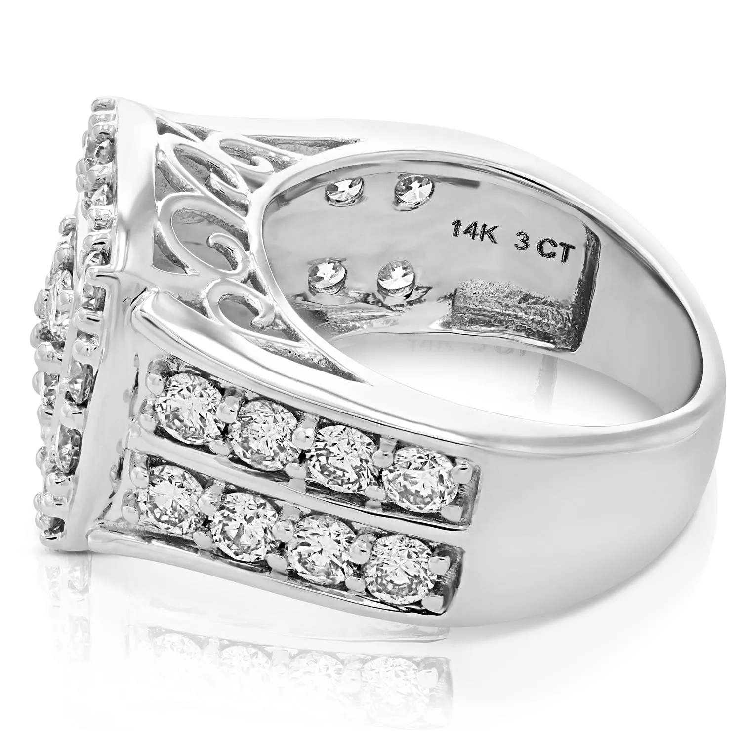 3 cttw Diamond Cushion Cluster Engagement Rings in 14K White Gold