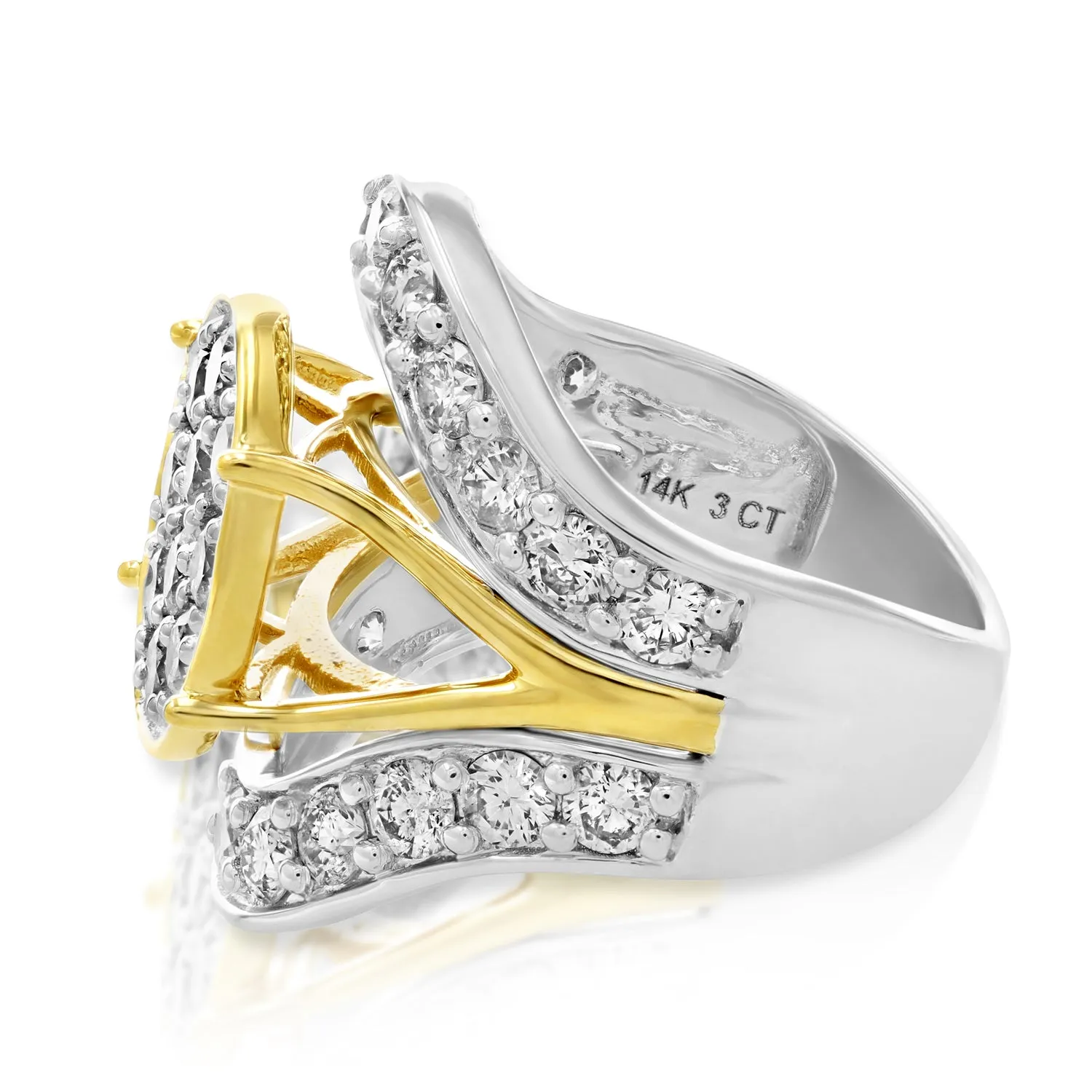 3 cttw Oval Diamond Two Tone Engagement Rings in 14K Gold