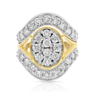 3 cttw Oval Diamond Two Tone Engagement Rings in 14K Gold