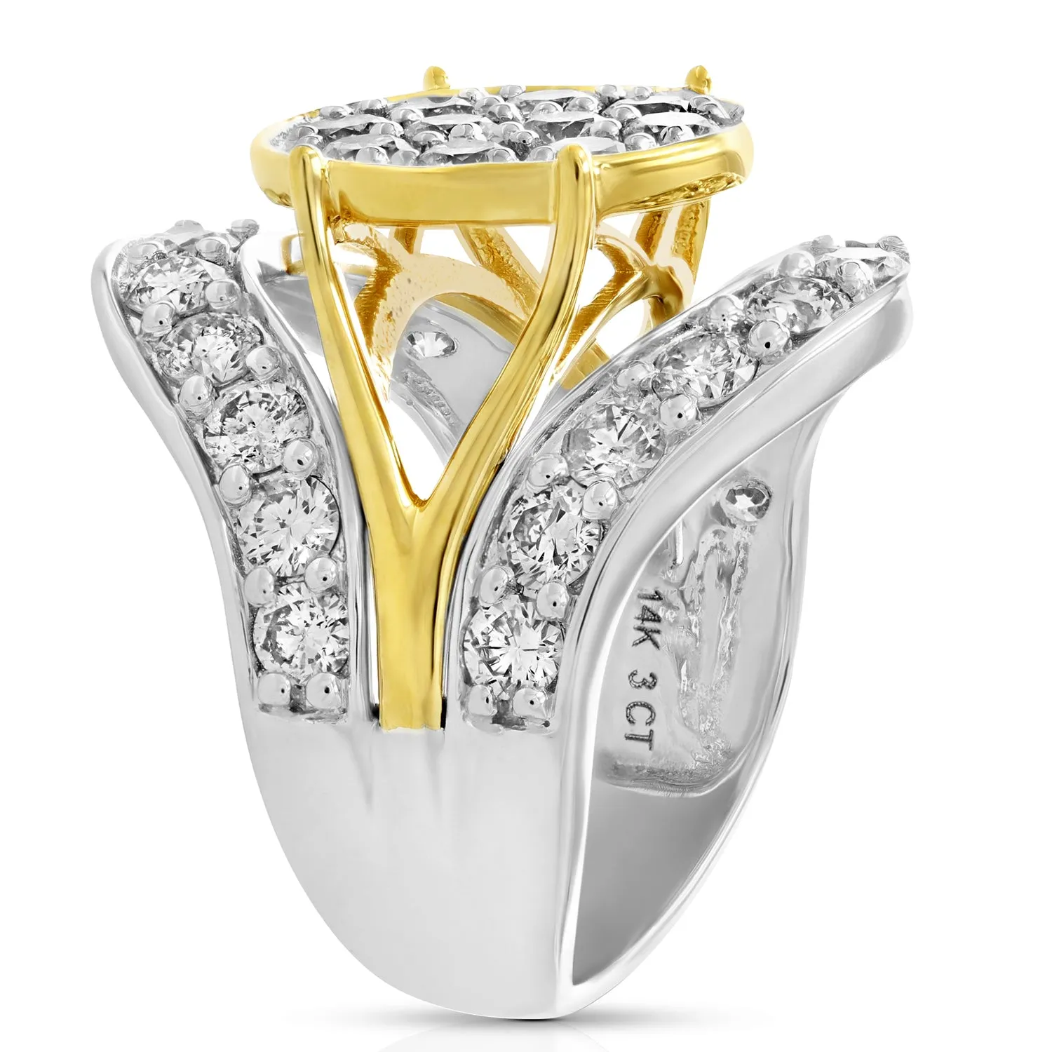 3 cttw Oval Diamond Two Tone Engagement Rings in 14K Gold