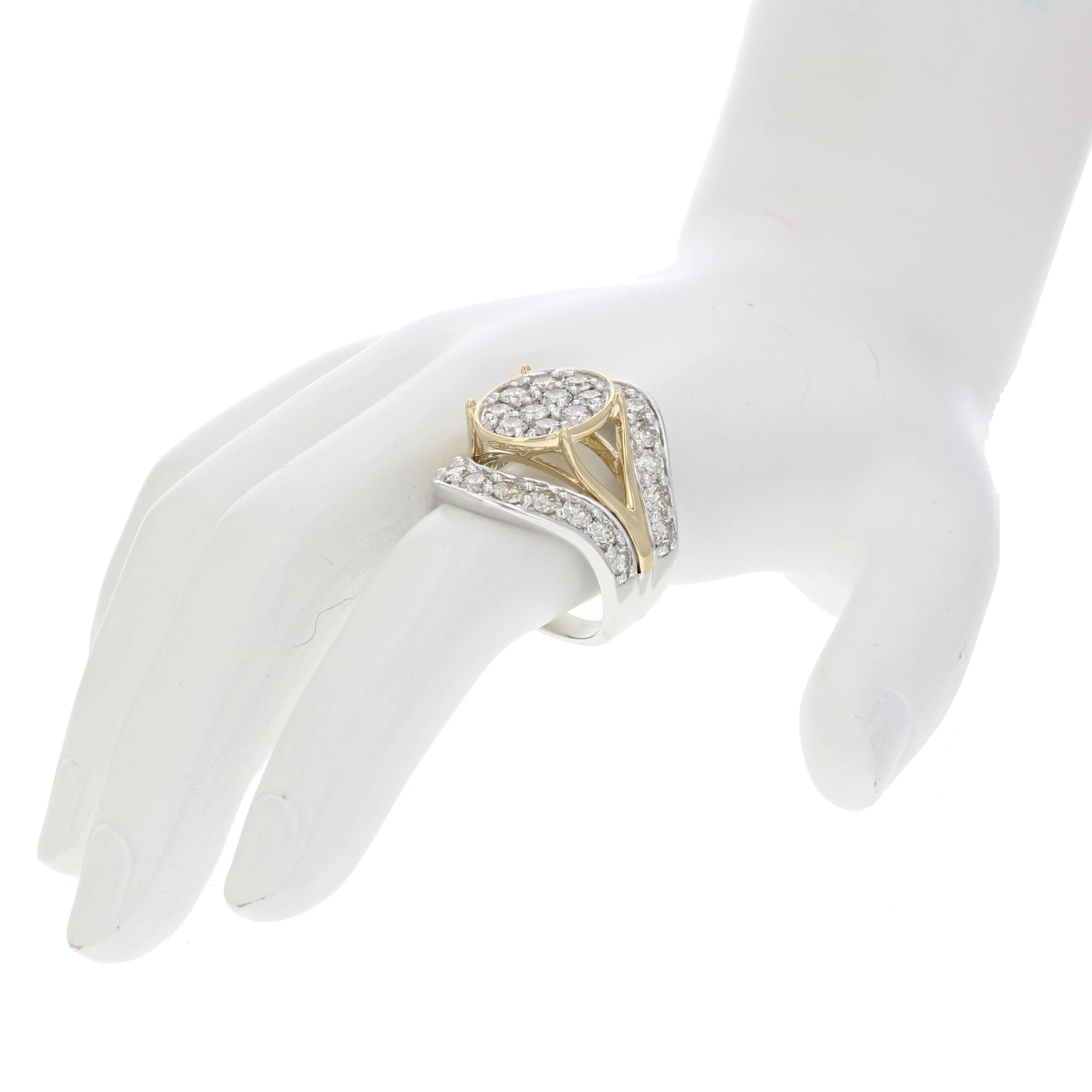 3 cttw Oval Diamond Two Tone Engagement Rings in 14K Gold