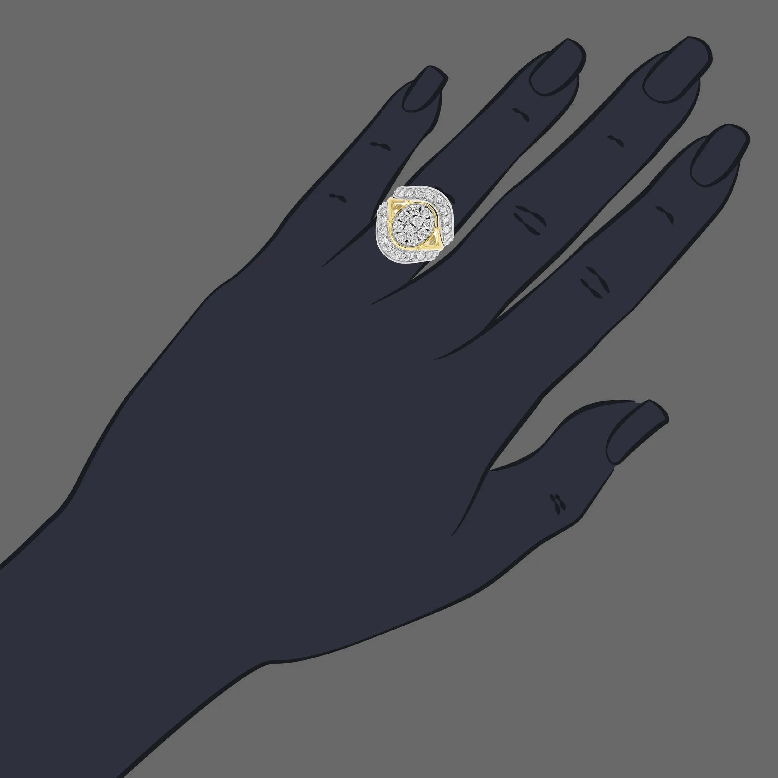 3 cttw Oval Diamond Two Tone Engagement Rings in 14K Gold