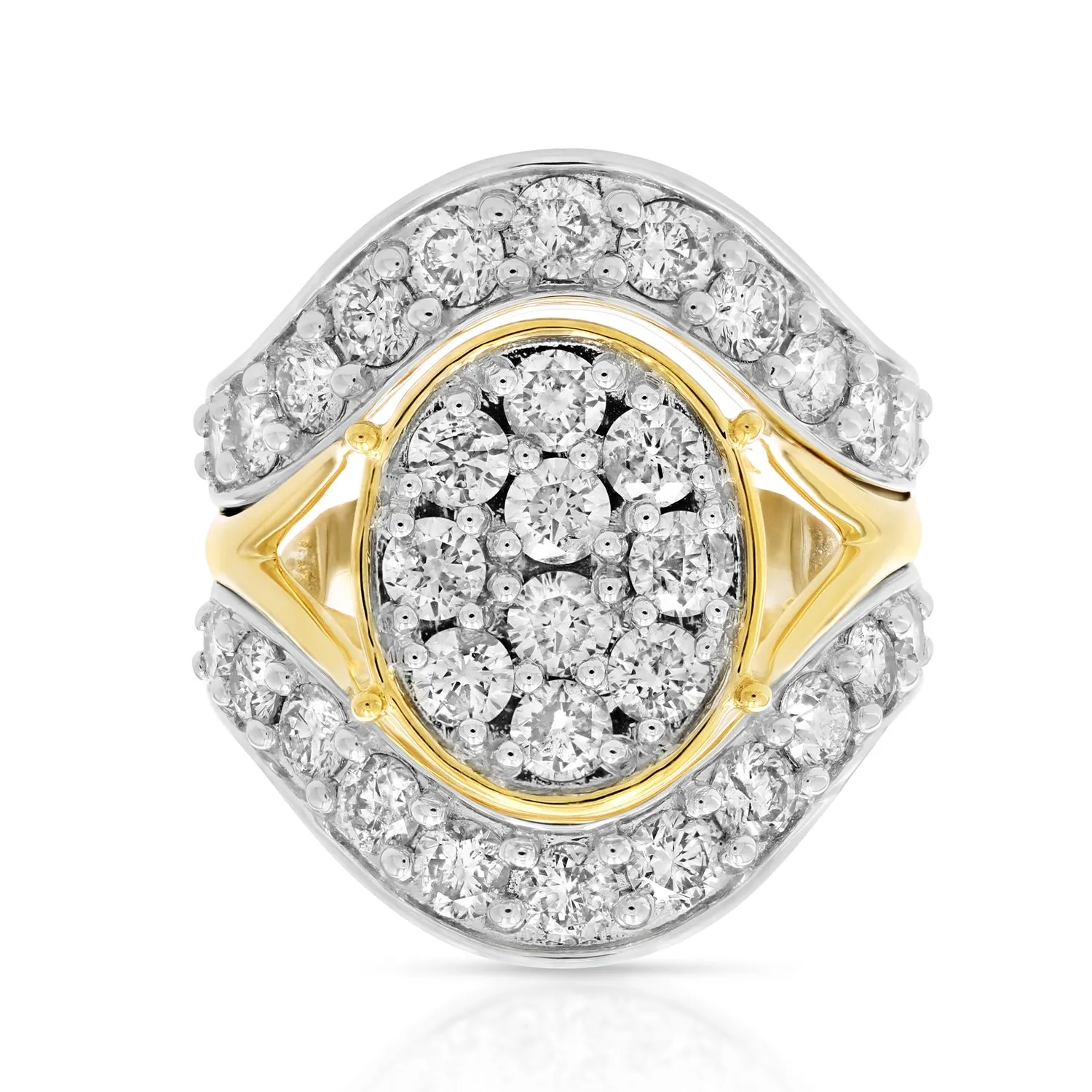 3 cttw Oval Diamond Two Tone Engagement Rings in 14K Gold