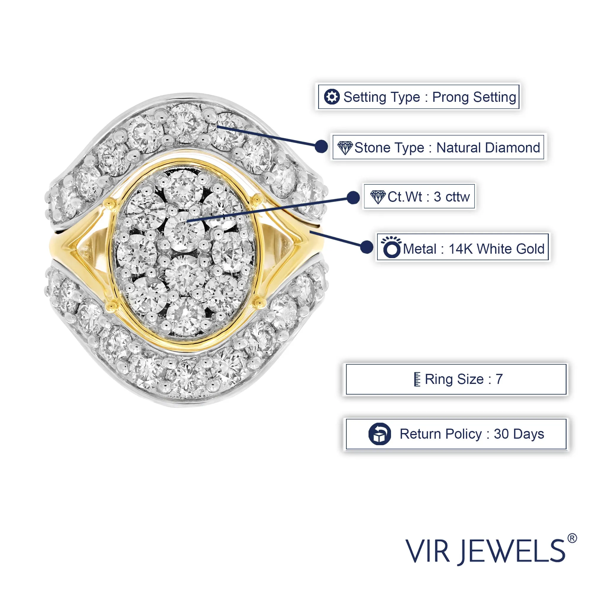 3 cttw Oval Diamond Two Tone Engagement Rings in 14K Gold