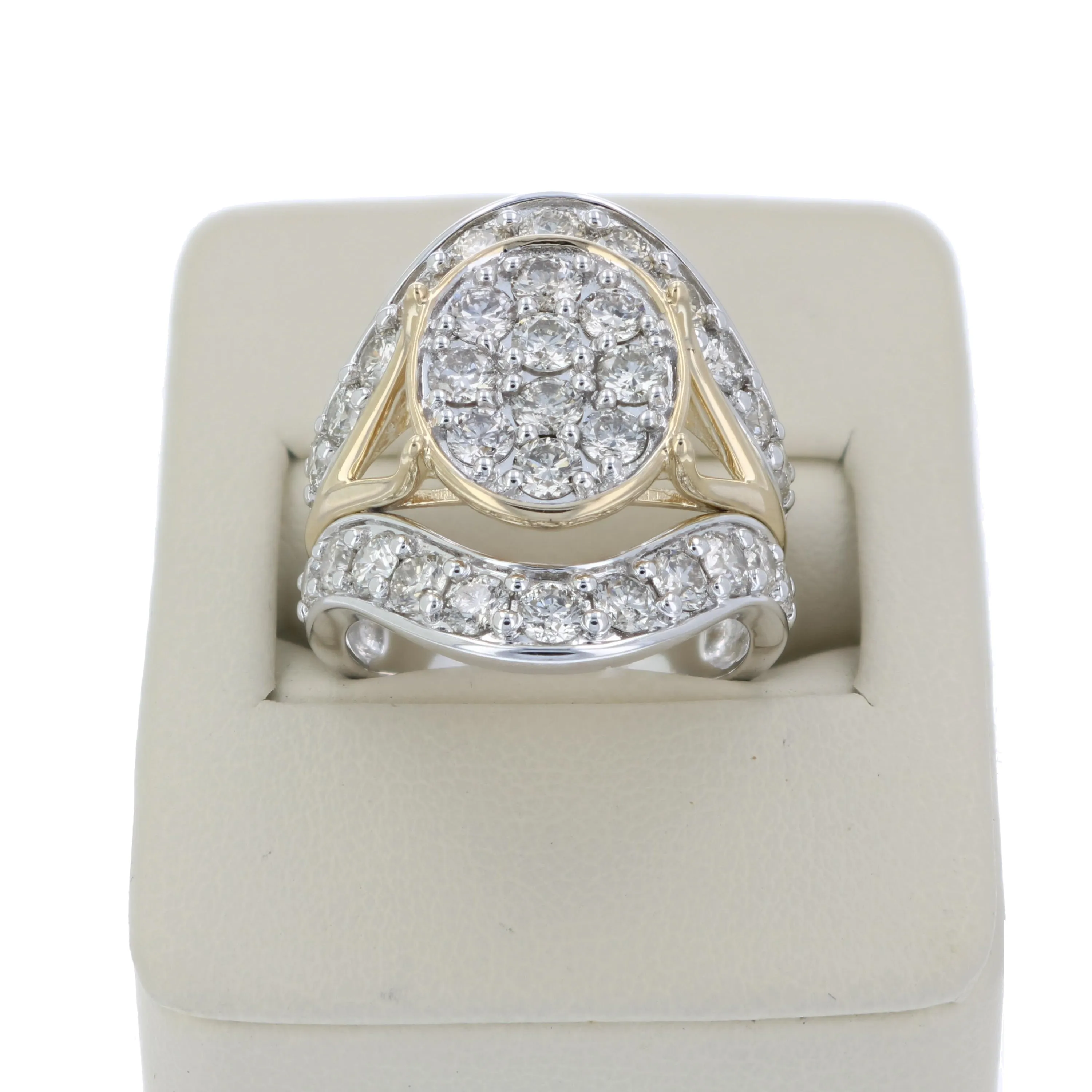 3 cttw Oval Diamond Two Tone Engagement Rings in 14K Gold