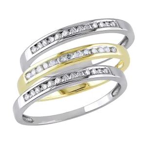 3-Pce Set of 10K White/Yellow 3/8ct TDW Anniversary Rings G-H I2-I3