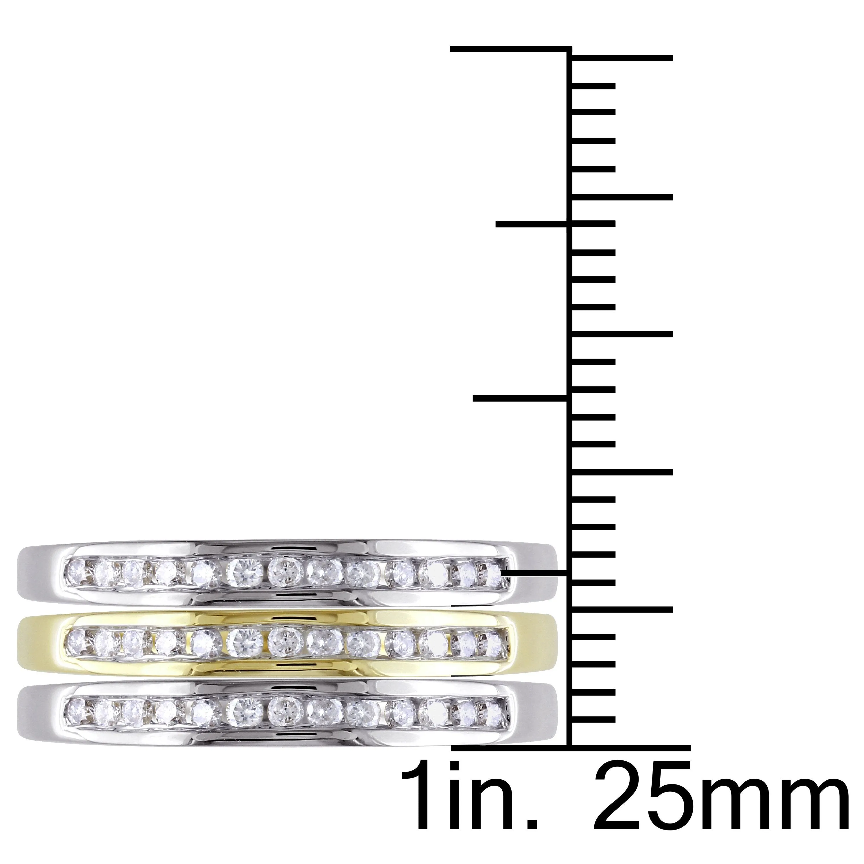 3-Pce Set of 10K White/Yellow 3/8ct TDW Anniversary Rings G-H I2-I3