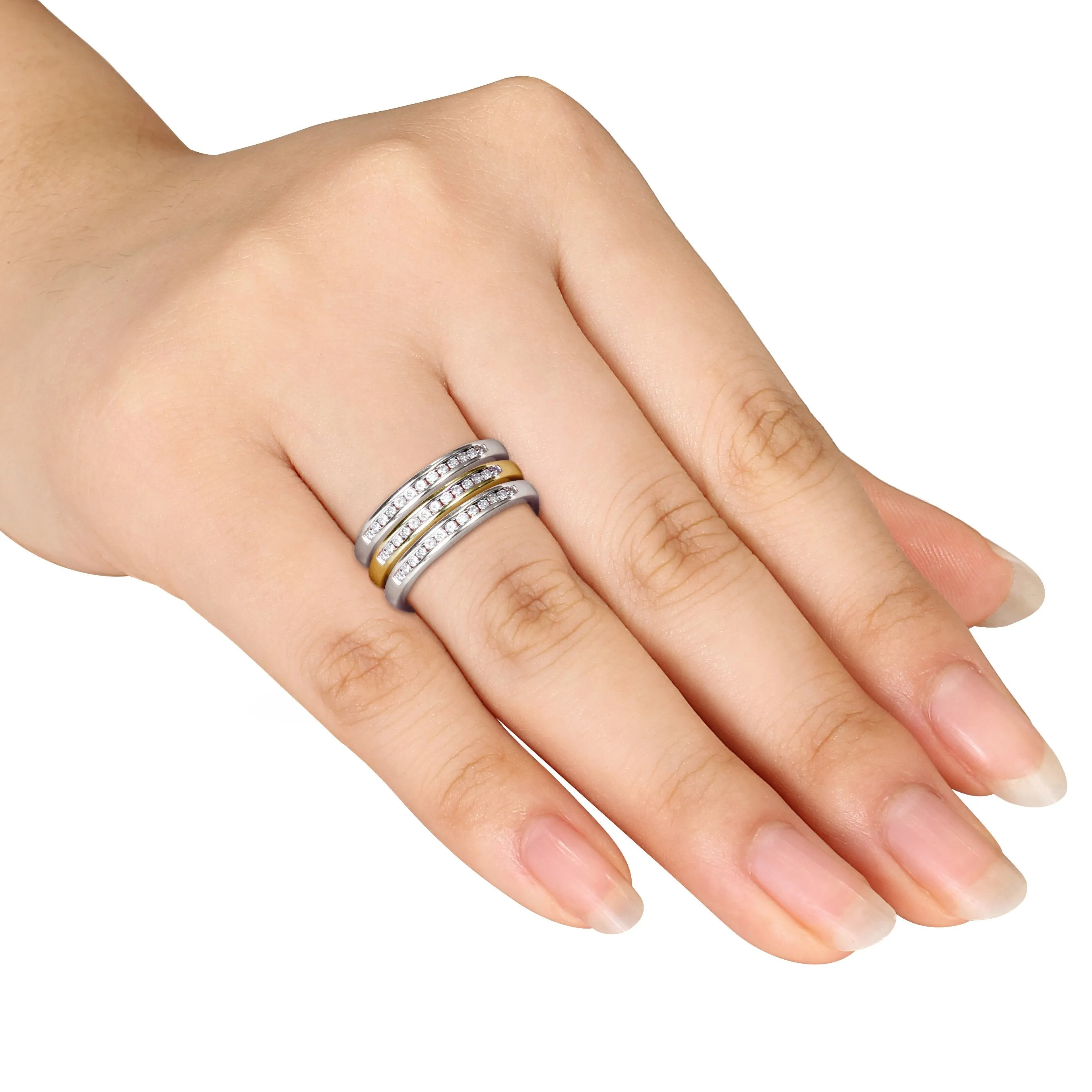 3-Pce Set of 10K White/Yellow 3/8ct TDW Anniversary Rings G-H I2-I3