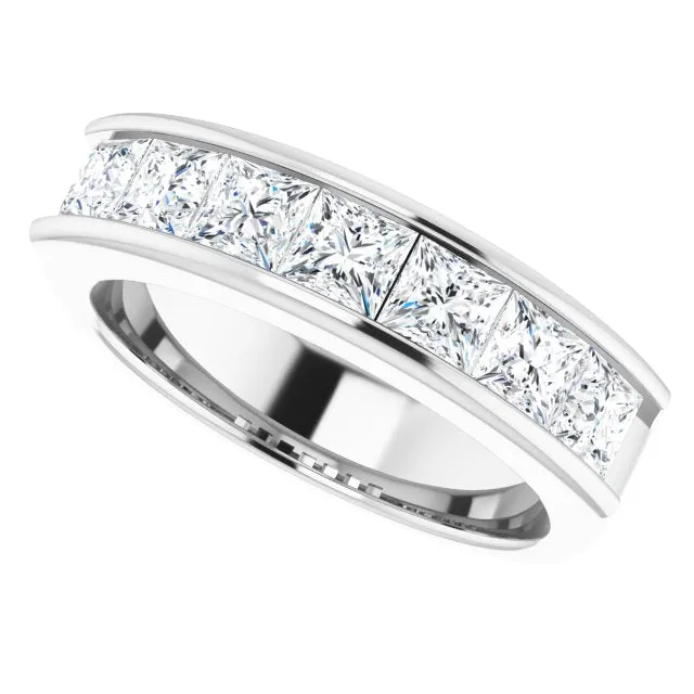 3.0 ctw Channel Set Princess Diamond Men's Ring