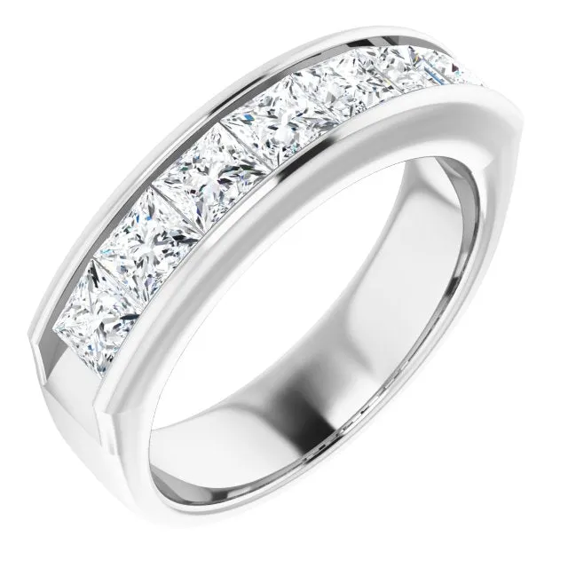 3.0 ctw Channel Set Princess Diamond Men's Ring