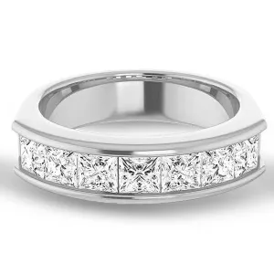 3.0 ctw Channel Set Princess Diamond Men's Ring