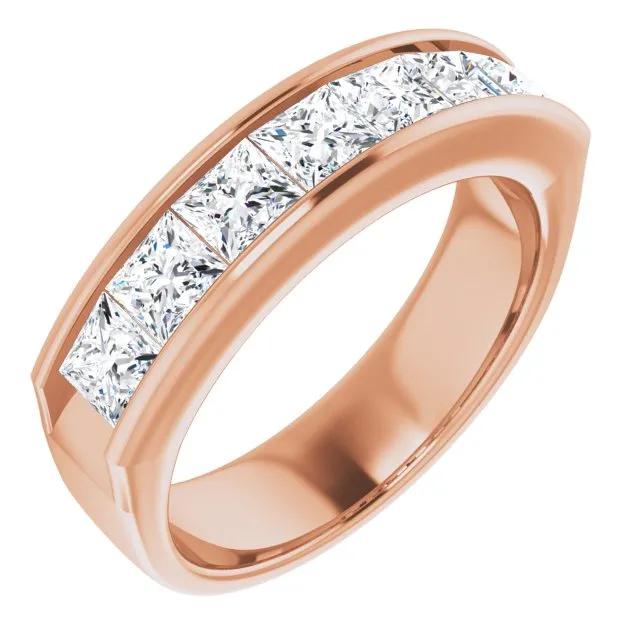 3.0 ctw Channel Set Princess Diamond Men's Ring