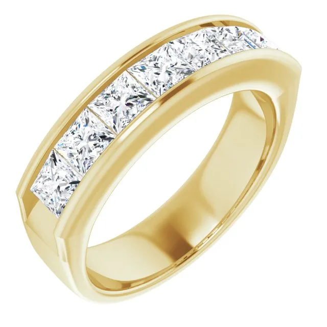 3.0 ctw Channel Set Princess Diamond Men's Ring